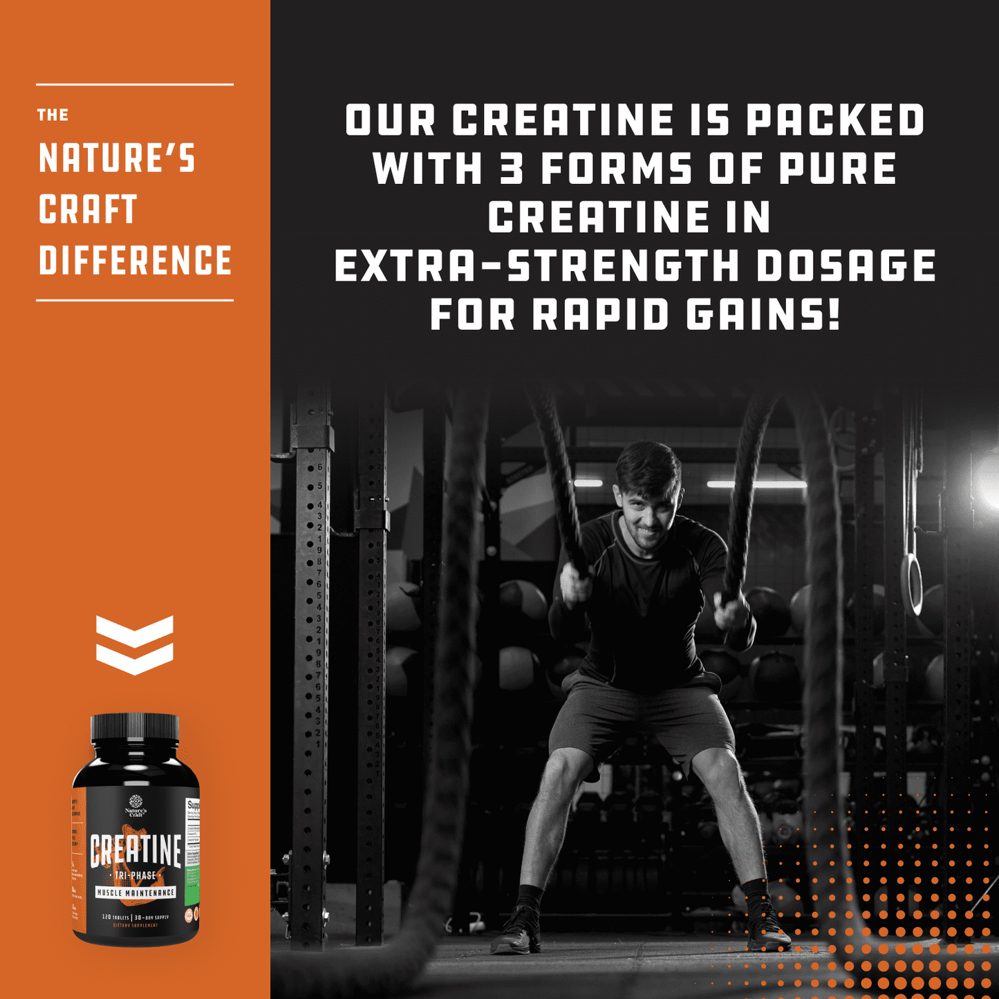 Tri-Phase Creatine Tablets, Pre Workout Supplement for Muscle Mass and Recovery, 120 Ct